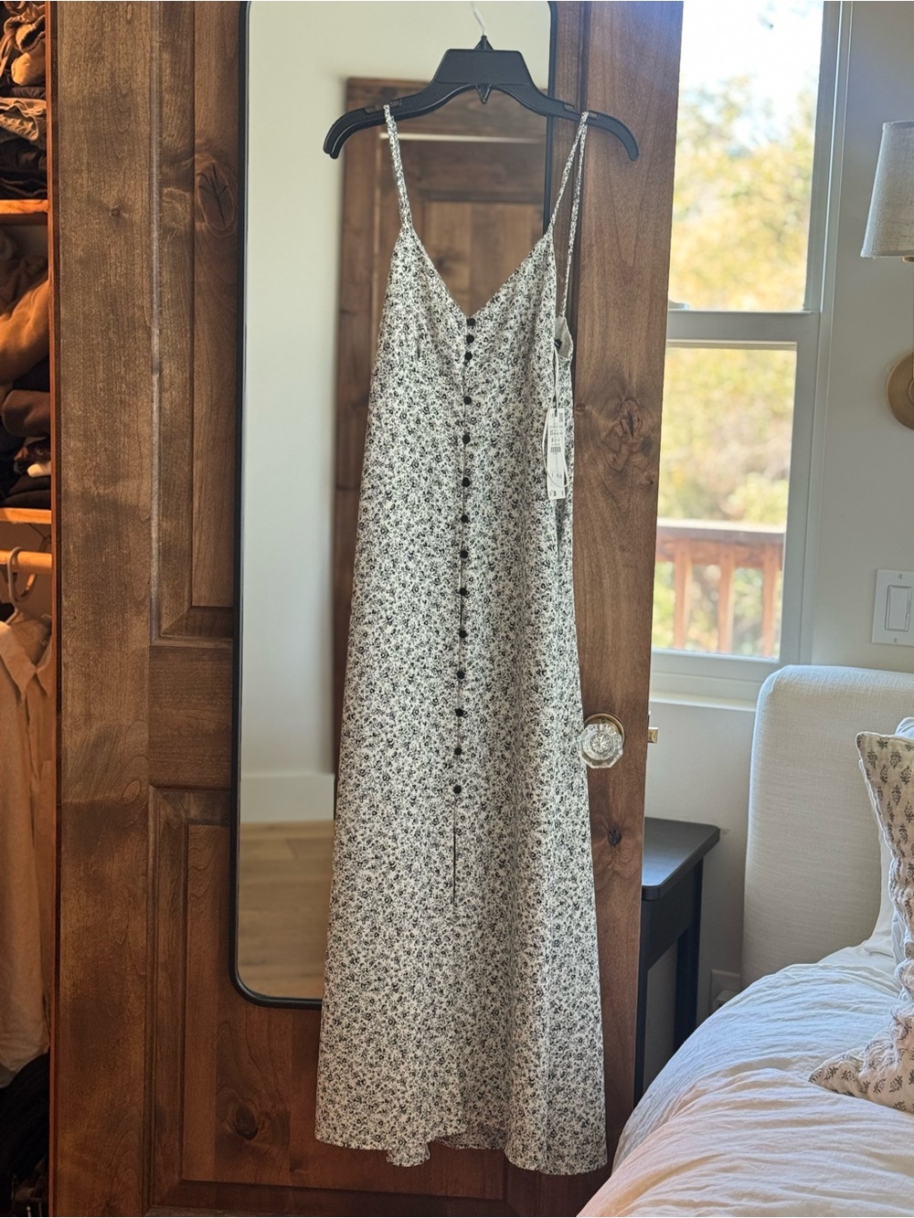 Zara Floral Spaghetti Strap Button-Front Slip Dress- NWT